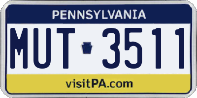 PA license plate MUT3511