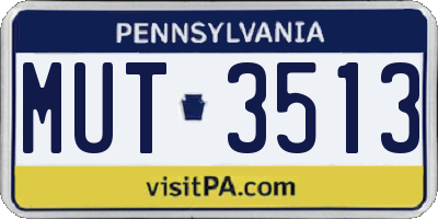 PA license plate MUT3513