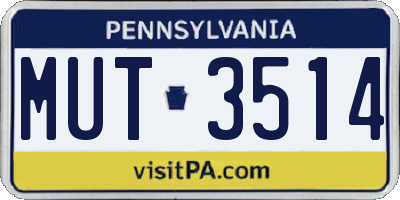 PA license plate MUT3514