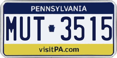 PA license plate MUT3515