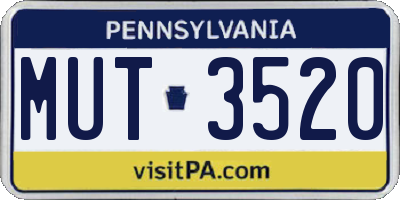 PA license plate MUT3520