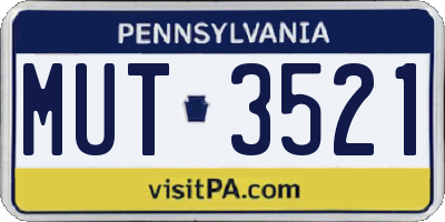 PA license plate MUT3521
