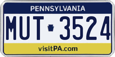 PA license plate MUT3524