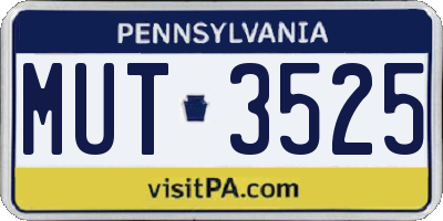 PA license plate MUT3525