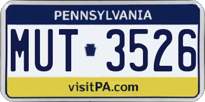 PA license plate MUT3526