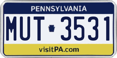 PA license plate MUT3531