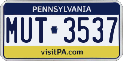 PA license plate MUT3537