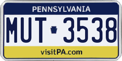 PA license plate MUT3538