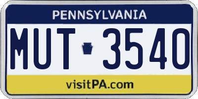 PA license plate MUT3540
