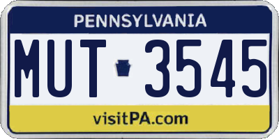 PA license plate MUT3545