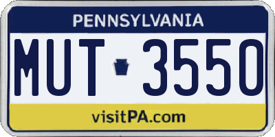 PA license plate MUT3550