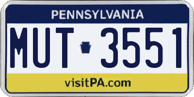 PA license plate MUT3551