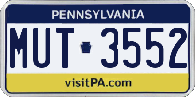 PA license plate MUT3552