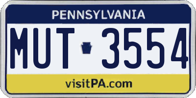 PA license plate MUT3554