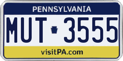 PA license plate MUT3555