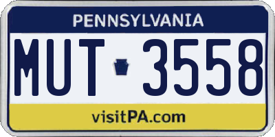 PA license plate MUT3558