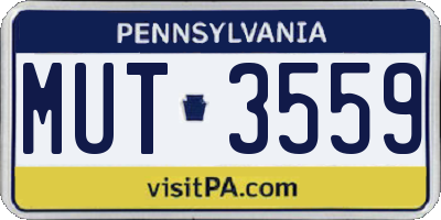 PA license plate MUT3559
