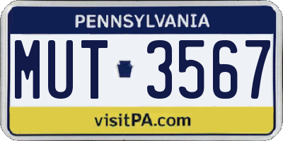 PA license plate MUT3567