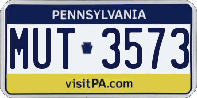 PA license plate MUT3573