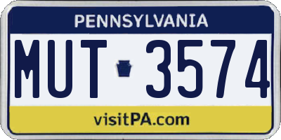 PA license plate MUT3574