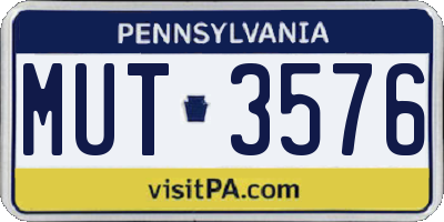 PA license plate MUT3576