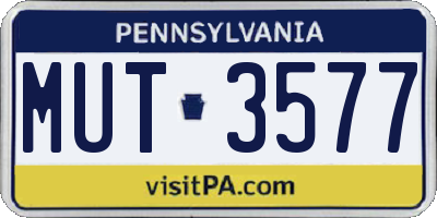 PA license plate MUT3577