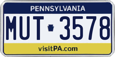 PA license plate MUT3578