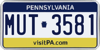 PA license plate MUT3581