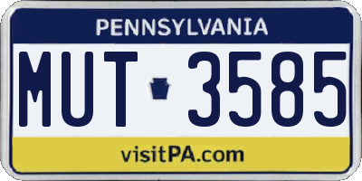 PA license plate MUT3585