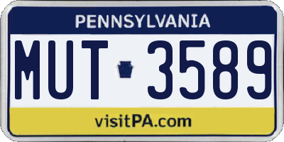 PA license plate MUT3589