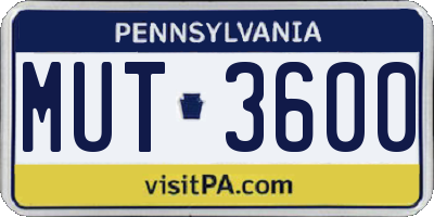 PA license plate MUT3600