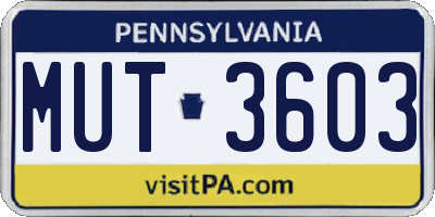 PA license plate MUT3603