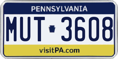 PA license plate MUT3608