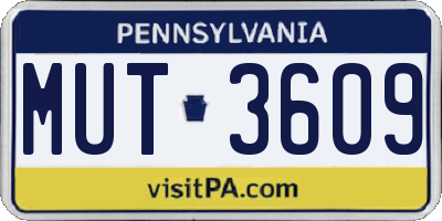 PA license plate MUT3609