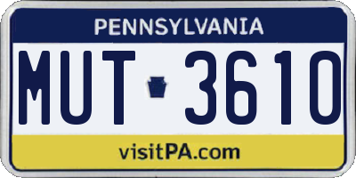 PA license plate MUT3610
