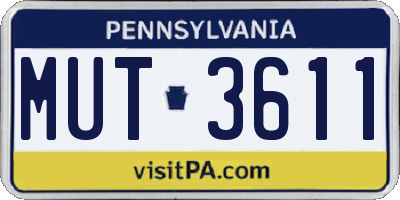 PA license plate MUT3611