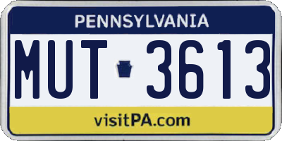 PA license plate MUT3613