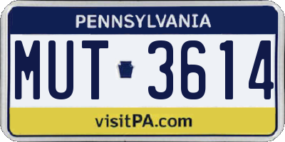 PA license plate MUT3614