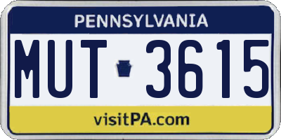 PA license plate MUT3615