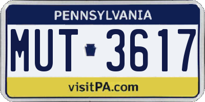 PA license plate MUT3617