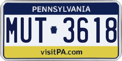 PA license plate MUT3618