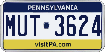 PA license plate MUT3624