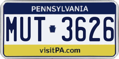 PA license plate MUT3626