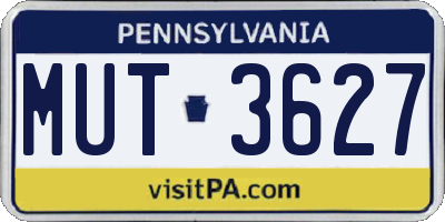 PA license plate MUT3627
