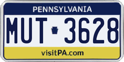 PA license plate MUT3628