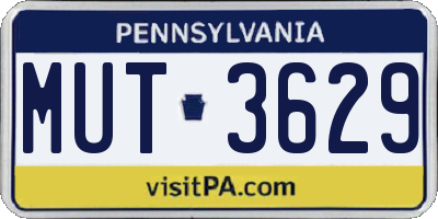 PA license plate MUT3629
