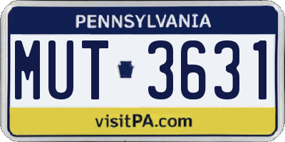 PA license plate MUT3631