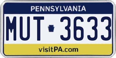 PA license plate MUT3633