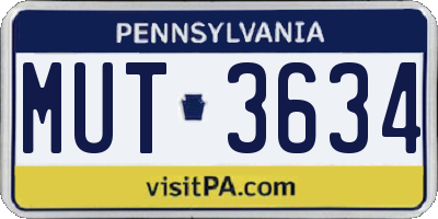 PA license plate MUT3634