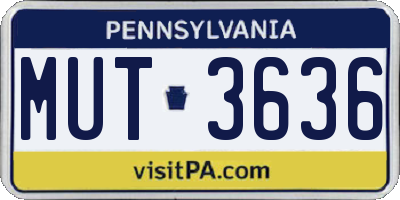 PA license plate MUT3636
